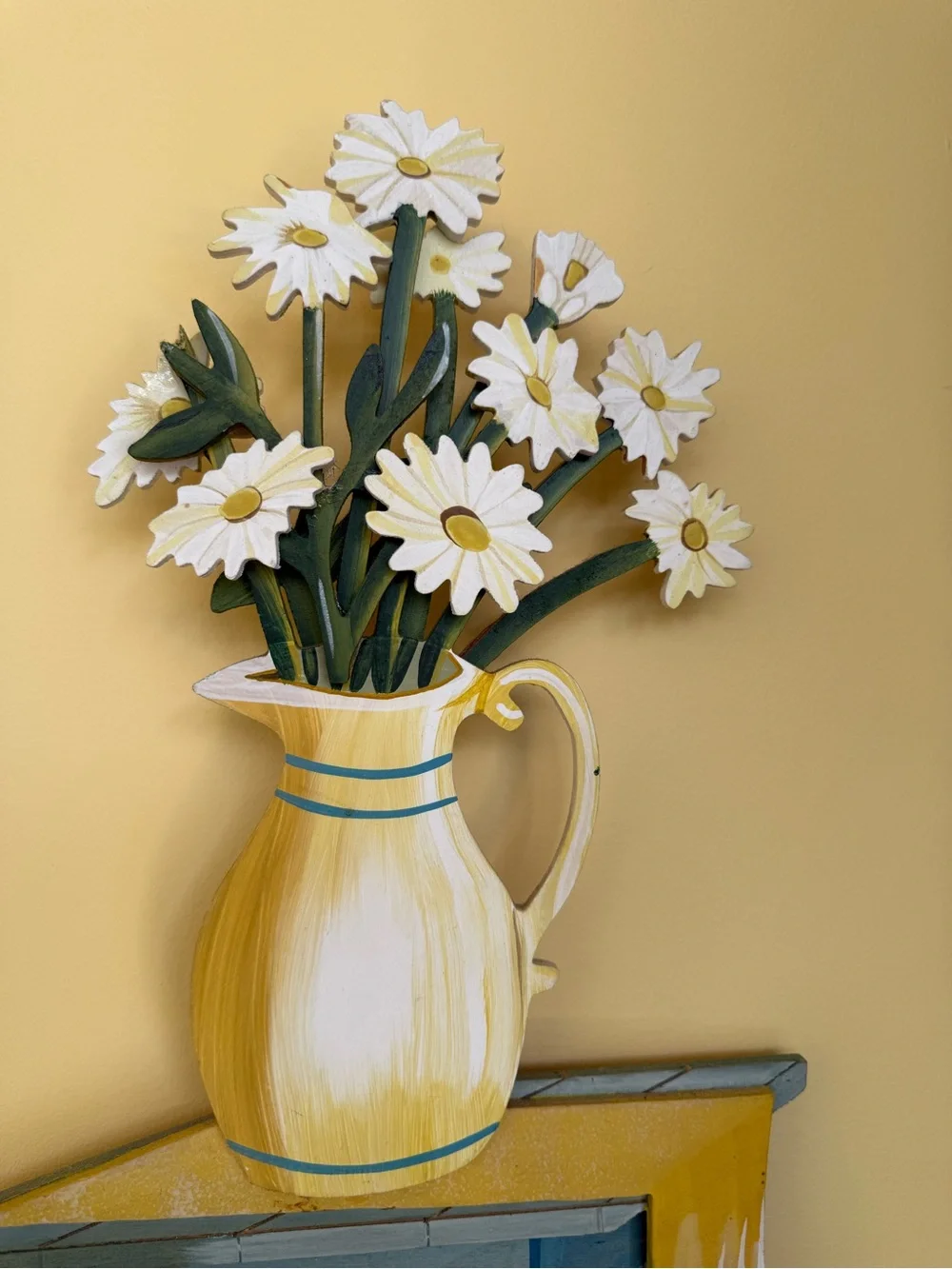 Yellow & Blue Daisy Vase Wall Decor